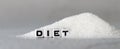 White cube arranged in the word  Ã¢â¬â¢DIET` with sugar. Royalty Free Stock Photo